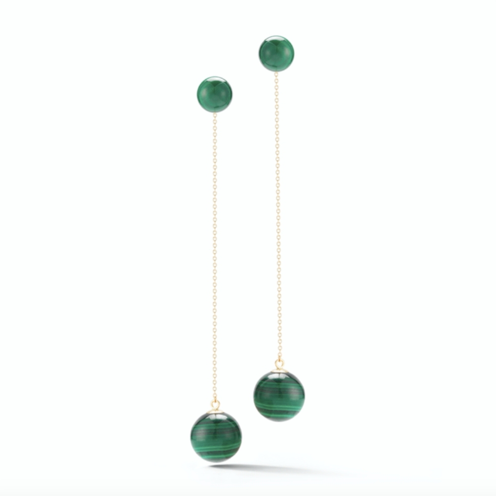 14kt Gold Malachite Earrings